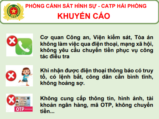 Phòng Cảnh sát hình sự Công an thành phố cảnh báo chiêu trò 